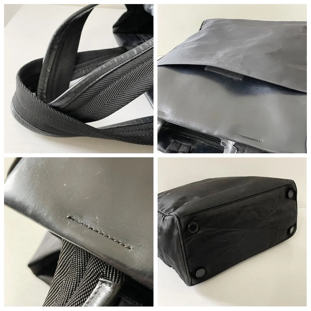Prada black Tessuto nylon Spazzolato leather vintage tote bag